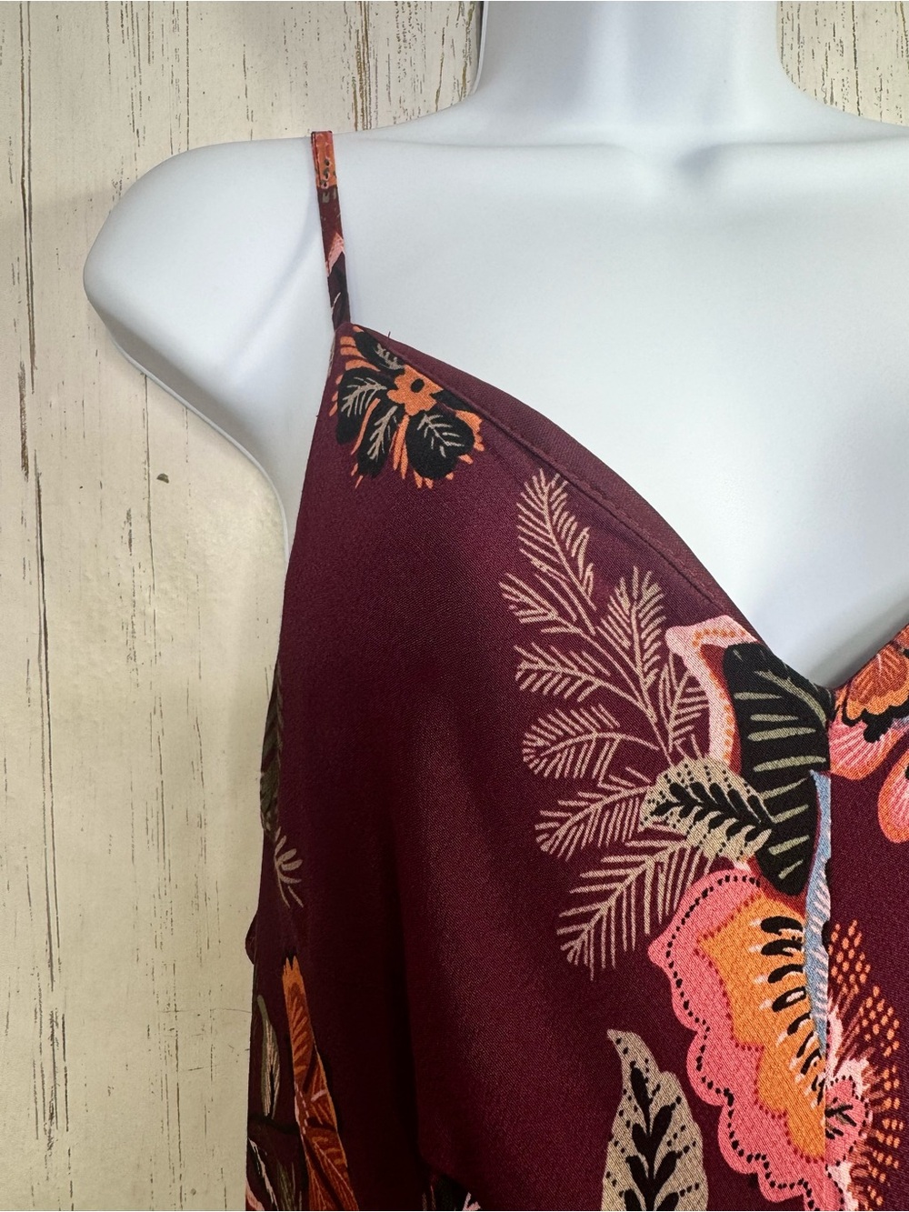 Maurices Burgundy Floral Maxi Dress Boho Cottagecore Slip Dress Whimsical M - Picture 3 of 16